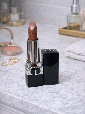 Dior Rouge Dior #424 Nude Fauve Satin Lipstick Full Size New